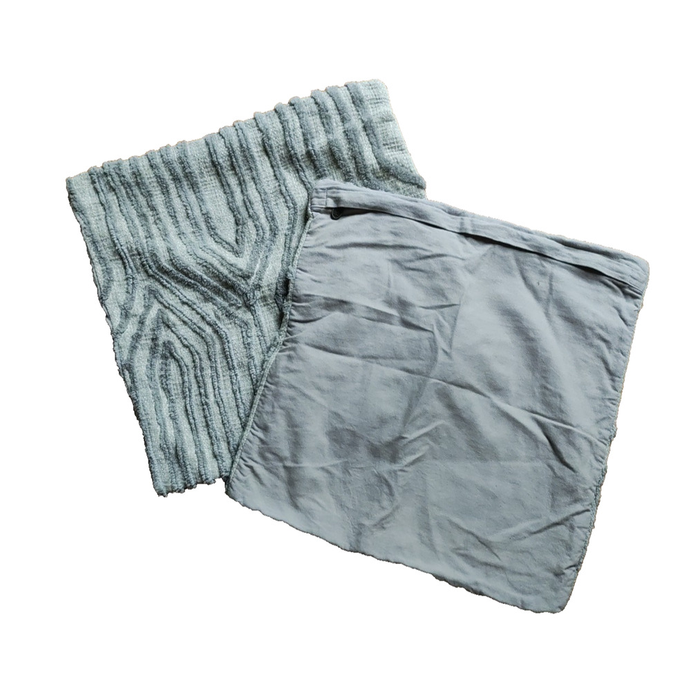 (2) Pier 1 Imports Throw Pillows Covers Shams Gray Cotton Geometric Textured - Picture 9 of 10